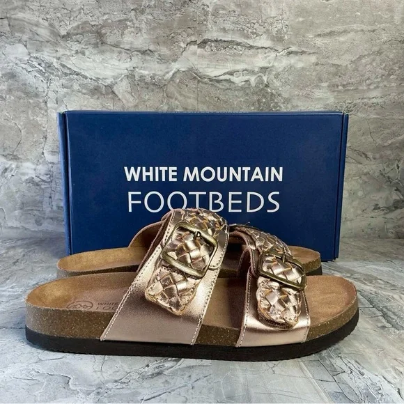 WHITE MOUNTAIN Women's Braided Double-Buckle Signature Footbed Sandal - Picture 9 of 10